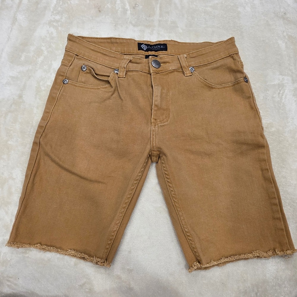 Hayden K California Men's Brown Denim Jorts Shorts Size 32 Raw Hem Cutoff